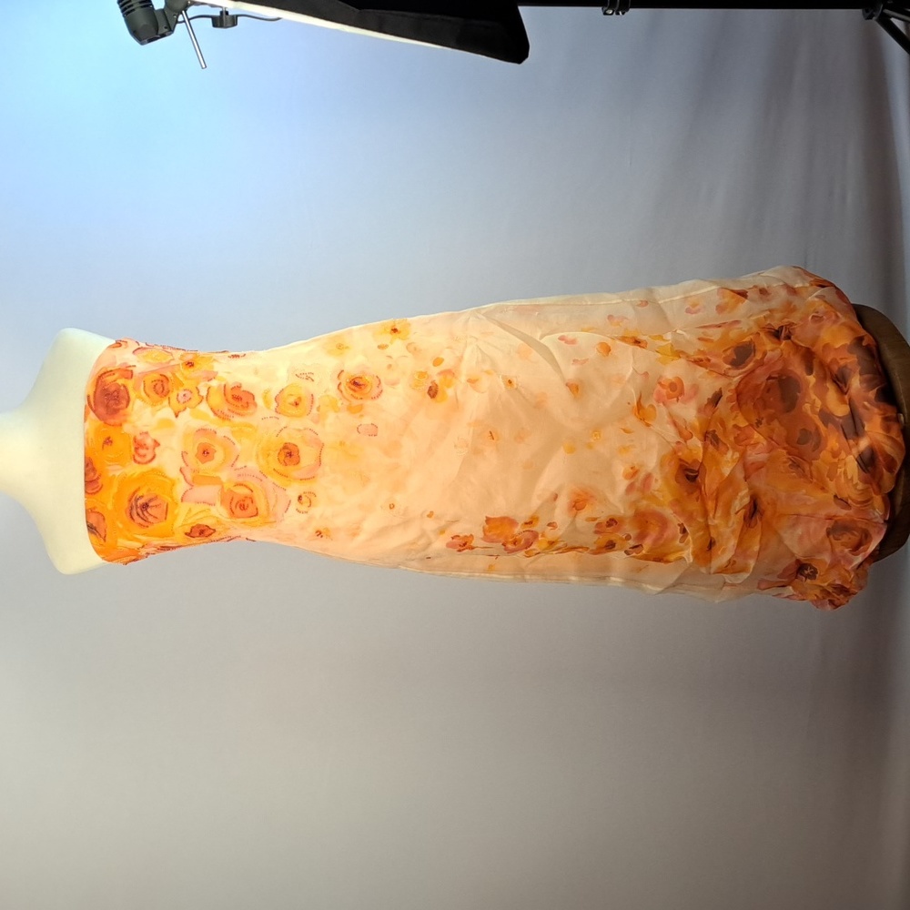 Spring Strapless Cocktail Dress Size 6 Full Length - Peach Nectarine and Crimson